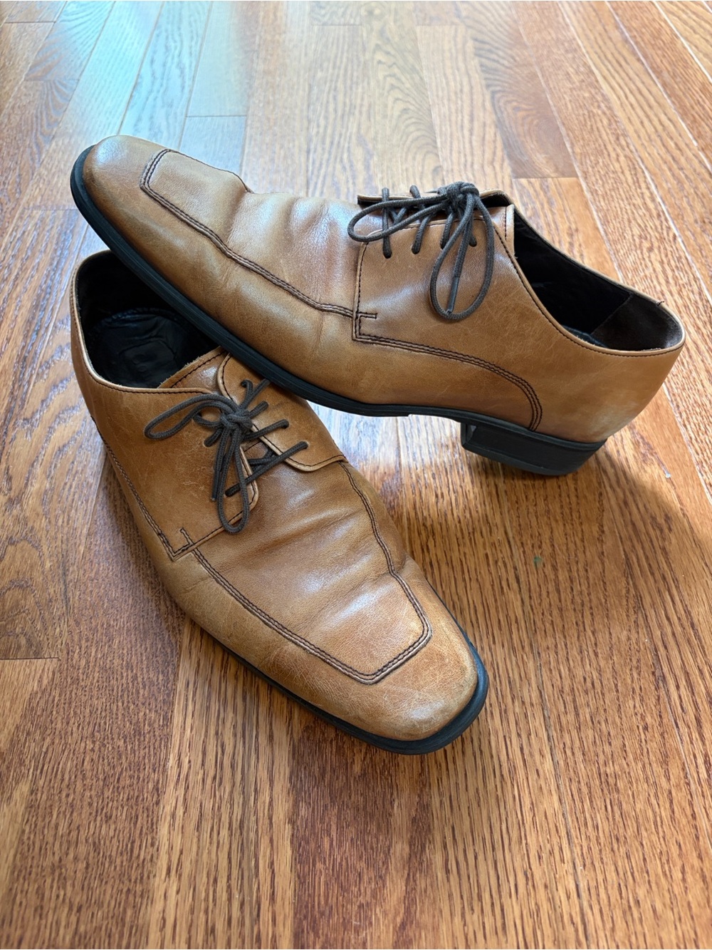 Cole Haan Shoes Mens Size 9.5 Brown Leather Oxford Lace Up Dress Square Toe